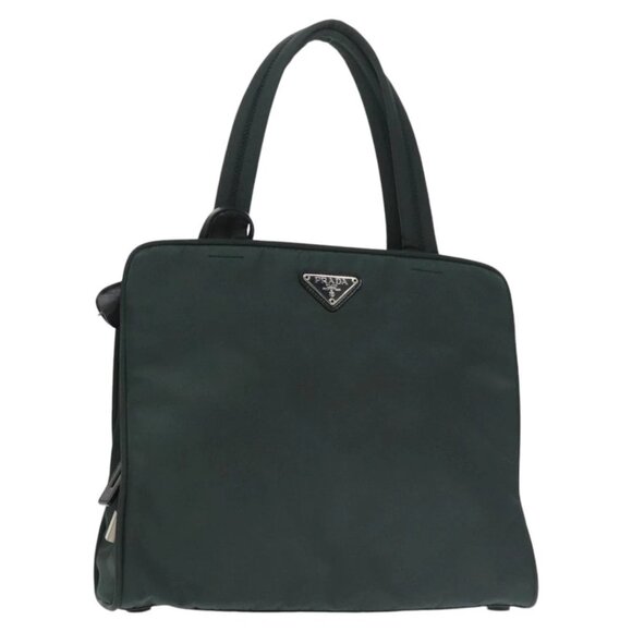 PRADA Hand Bag Nylon Green Silver Auth 101284 - Picture 1 of 16